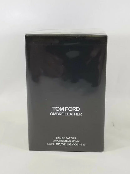 Black Tom Ford Ombre Leather perfume packaging on a white background