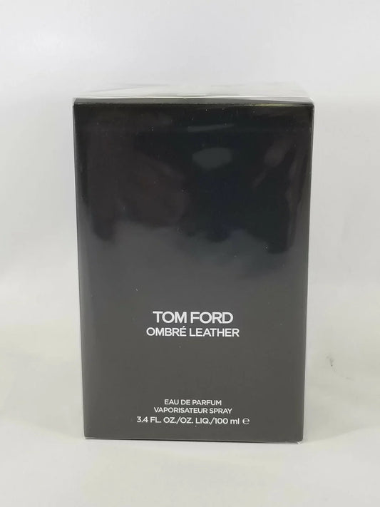 Black Tom Ford Ombre Leather perfume packaging on a white background