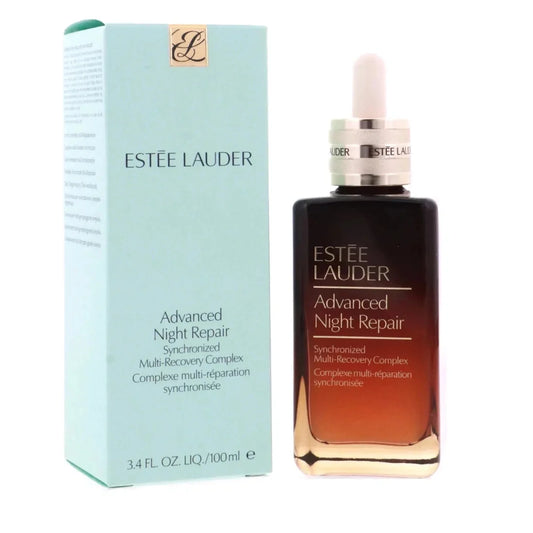 Estée Lauder Advanced Night Repair serum and packaging on a white background