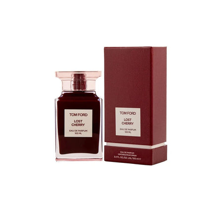Tom Ford Lost Cherry perfume bottle and packaging on a white background