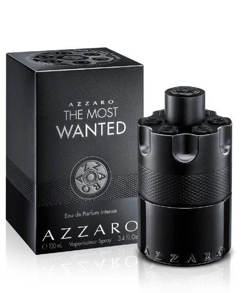 Azzaro The Most Wanted perfume bottle and packaging on a white background